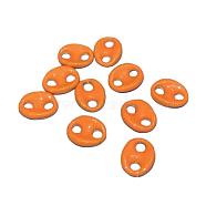 Brass Links Connectors, with Enamel, Long-Lasting Plated, Cadmium Free & Lead Free & Nickel Free, Coffee Bean/Oval, Golden, Orange, 12x10x2.5mm, Hole: 3mm(KK-I673-26H)