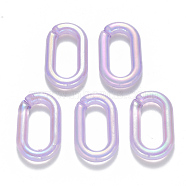 Transparent Acrylic Linking Rings, Quick Link Connectors, For Jewelry Chains Making, AB Color Plated, Imitation Gemstone Style, Oval, Lilac, 37.5x23x6mm, Inner Diameter: 25.5x11mm(TACR-T016-05F)