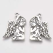 Tibetan Style Alloy Pendants, Angel, Cadmium Free & Lead Free,, Antique Silver, 23.5x17x1.5mm, Hole: 2mm, about 555pcs/1000g(TIBE-S314-10AS-LF)