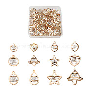 72Pcs 12 Style Alloy Pendants, with Crystal Rhinestone, Mixed Shapes, Light Gold, 6pcs/Style(PALLOY-TA0002-28)