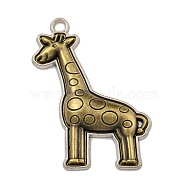 Alloy Pendants, Giraffe Charm, Cadmium Free & Lead Free, Antique Bronze & Platinum, 48x36x5.5mm, Hole: 3mm(FIND-C052-14AB)