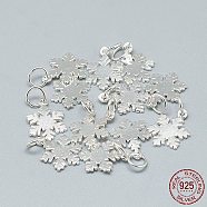 925 Sterling Silver Charms, with Jump Ring, Snowflake, Silver, 14.5x10.5x1mm, Hole: 4mm(STER-T002-290S)