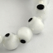 Round Handmade Evil Eye Lampwork Beads Strands, White, 8mm, Hole: 1mm, about 48pcs/strand, 13.7 inch(LAMP-R114-8mm-11)