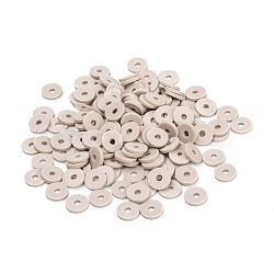 Handmade Polymer Clay Beads, for DIY Jewelry Crafts Supplies, Disc/Flat Round, Heishi Beads, Tan, 8x1mm, Hole: 2mm, about 13000pcs/1000g(CLAY-Q251-8.0mm-B02)