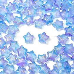 200Pcs Transparent Glass Beads, with Gold Foil, Star, Cornflower Blue, 8x8x4mm, Hole: 1mm(GLAA-CJ0001-24)