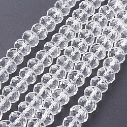 Handmade Glass Beads, Faceted Rondelle, Clear, 16x12mm, Hole: 1mm, about 48pcs/strand(G02YI016)