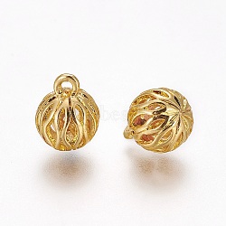 Alloy Charms, Round, Golden, 13x10mm, Hole: 2mm(PALLOY-F224-12G-05)