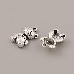 Tibetan Style Alloy Pendants, Bear Charms, Antique Silver, 17x11x5mm, Hole: 1.5mm(FIND-CJC0018-05AS)