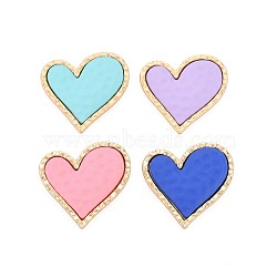Rack Plating Spray Painted Alloy Cabochons, Cadmium Free & Lead Free, Golden, Heart, Mixed Color, 27x29.5x5mm(PALLOY-S143-07)