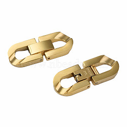 304 Stainless Steel Fold Over Clasps, Oval, Golden, 28x11x3.5mm, Hole: 5x6mm(STAS-N087-48A-02G)