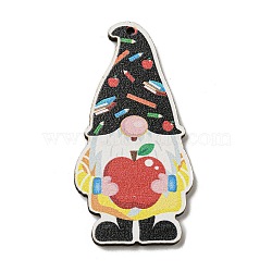 Wood Pendant, Teachers' Day Theme, Gnome, 50x26x2.5mm, Hole: 1.6mm(WOOD-H107-04-08)