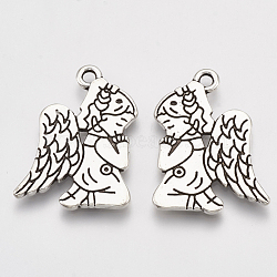 Tibetan Style Alloy Pendants, Angel, Cadmium Free & Lead Free,, Antique Silver, 23.5x17x1.5mm, Hole: 2mm, about 555pcs/1000g(TIBE-S314-10AS-LF)