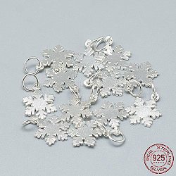 925 Sterling Silver Charms, with Jump Ring, Snowflake, Silver, 14.5x10.5x1mm, Hole: 4mm(STER-T002-290S)