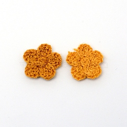 Handmade Wool Yarn Knitting Ornament Accessories, for DIY Craft Making, Flower, Goldenrod, 15x3mm(DIY-WH0187-01F)