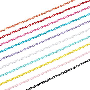 PandaHall Elite ABS Plastic Cable Chains, Oval, Mixed Color, 14.96 inch~15.35 inch(38~39cm), 5.5~6mm, 20strands/set