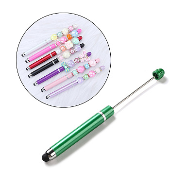 ABS Plastic Touch Screen Stylus, Iron Beadable Pen, for DIY Personalized Pen with Jewelry Bead, Green, 148x10mm