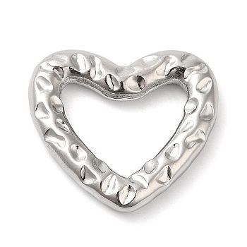 304 Stainless Steel Linking Rings, Hammered, Heart, Stainless Steel Color, 20x22x3mm, Inner Diameter: 9.5x14mm