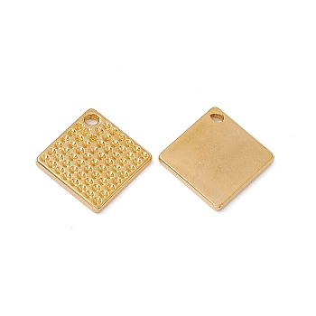 Ion Plating(IP) 304 Stainless Steel Pendants, Rhombus Charm, Real 18K Gold Plated, 20x20x2mm, Hole: 1.6mm