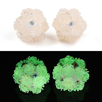 Acrylic Handmade Luminous Polymer Clay Rhinestone Beads, Glow in the Dark, Flower, PapayaWhip, 20~21mm, Hole: 1.8mm