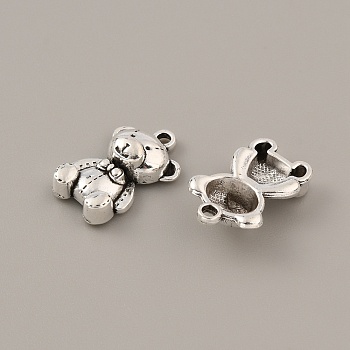 Tibetan Style Alloy Pendants, Bear Charms, Antique Silver, 17x11x5mm, Hole: 1.5mm