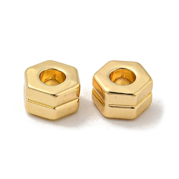 Alloy Beads, Hexagon, Golden, 6x7x4mm, Hole: 3mm