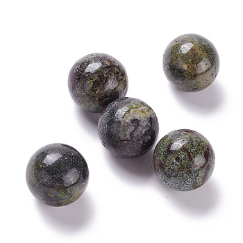 Natural Dragon Bloodstone Beads, No Hole/Undrilled, for Wire Wrapped Pendant Making, Round, 20mm