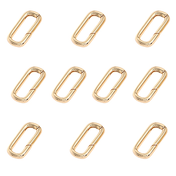 Brass Spring Gate Rings, Rectangle, Golden, 1.9x1x0.25cm, Inner Diameter: 1.45x0.5cm
