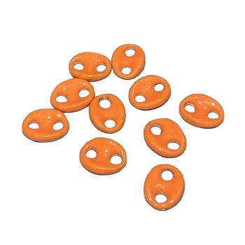 Brass Links Connectors, with Enamel, Long-Lasting Plated, Cadmium Free & Lead Free & Nickel Free, Coffee Bean/Oval, Golden, Orange, 12x10x2.5mm, Hole: 3mm