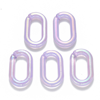 Transparent Acrylic Linking Rings, Quick Link Connectors, For Jewelry Chains Making, AB Color Plated, Imitation Gemstone Style, Oval, Lilac, 37.5x23x6mm, Inner Diameter: 25.5x11mm