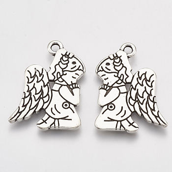 Tibetan Style Alloy Pendants, Angel, Cadmium Free & Lead Free,, Antique Silver, 23.5x17x1.5mm, Hole: 2mm, about 555pcs/1000g