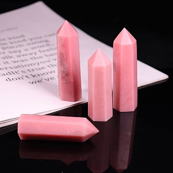 Point Tower Natural Pink Opal Home Display Decoration, Healing Stone Wands, for Reiki Chakra Meditation Therapy Decors, Hexagon Prism, 50~60mm