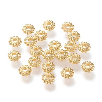 Eco-Friendly Alloy Spacer Beads, Long-Lasting Plated, Cadmium Free & Nickel Free & Lead Free, Flower, Real 18K Gold Plated, 4.8x1.5mm, Hole: 1.2mm