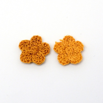 Handmade Wool Yarn Knitting Ornament Accessories, for DIY Craft Making, Flower, Goldenrod, 15x3mm