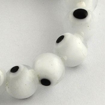 Round Handmade Evil Eye Lampwork Beads Strands, White, 8mm, Hole: 1mm, about 48pcs/strand, 13.7 inch