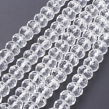 Handmade Glass Beads, Faceted Rondelle, Clear, 16x12mm, Hole: 1mm ...