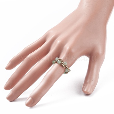 Natural Green Aventurine & Glass Seed Braided Bead Finger Ring(RJEW-JR00465-02)-3