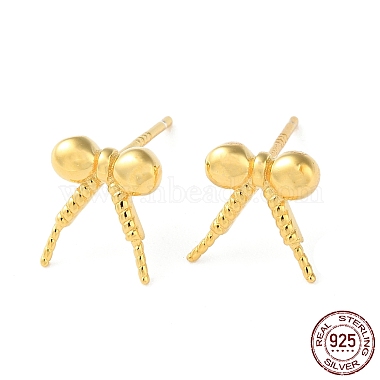 Real 18K Gold Plated Bowknot Sterling Silver Stud Earring Findings