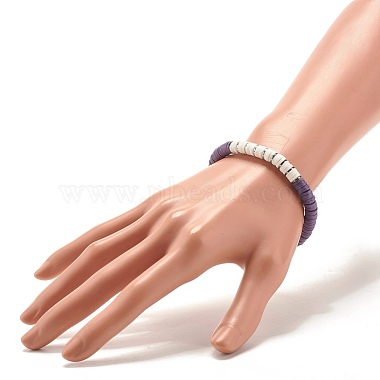 Handmade Polymer Clay Heishi Beads Stretch Bracelet for Women(BJEW-JB07526)-3