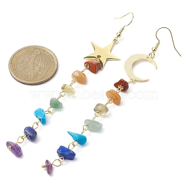 Boucles d'oreilles à pampilles en perles sur le thème des chakras(EJEW-JE05451)-3