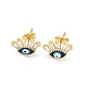 Evil Eye Real 18K Gold Plated Brass Stud Earrings(EJEW-L269-103G-01)-1