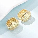 Woven Oval Brass Hoop Earrings, Long-Lasting Plated, Rack Plating, Lead Free & Cadmium Free, Real 18K Gold Plated, 15.5x12x14.5mm(EJEW-H178-12G)