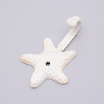 Ocean Theme Iron Wall Hooks, Coat Towel Hooks, Wall Decorations Ornaments, Starfish, White, 104x70x39mm, Hole: 5mm(AJEW-WH0018-37)