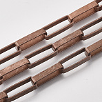 Unwelded Iron Paperclip Chains, Flat Oval, Drawn Elongated Cable Chains, with Spool, Red Copper, 19x7x4mm, about 32.8 Feet(10m)/roll(CH-S125-03A-R)