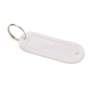 Polyethylene(PE) Key Tags, with Iron Split Ring Label Window, for Luggage Tag Keychain, Oval, White, 58x22x3mm, Hole: 3~4mm, Inner Size: 35x15mm, Ring: 17.5x2mm, Inner Diameter: 16mm(AJEW-WH0114-46G)
