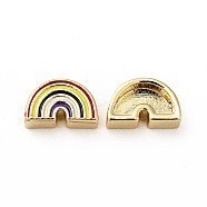 Rack Plating Brass Enamel Beads, Cadmium Free & Lead Free, Real 18K Gold Plated, Rainbow, Colorful, 7.5x12x5mm, Hole: 1.7mm(KK-E060-08G)