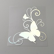 Reflective PVC Waterproof Car Stickers, Self-Adhesive Laser Decals, for Vehicle Decoration, Butterfly, Colorful, 166x149x0.2mm, Stickers: 161x144mm(DIY-WH0297-62)