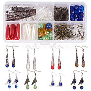 SUNNYCLUE DIY Earring Making, with Iron Bead Cones, Brass Bead Caps, Glass Beads, Brass Earring Hooks and Iron Head Pins, Mixed Color, 13.5x7x3cm(DIY-SC0004-25)