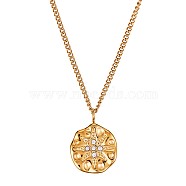 Clear Cubic Zirconia Star Pendant Necklace, Titanium Steel Jewelry for Women, Golden, 15.75 inch(40cm)(JN1017A)