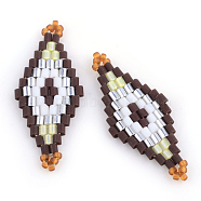 MIYUKI & TOHO Japanese Seed Beads, Handmade Links, Rhombus Loom Pattern, Silver, 31~32.5x13~13.5x1.5~2mm, Hole: 1mm(X-SEED-S009-SP1-11)
