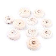 Natural Spiral Shell Pendants, Red, 27~35x24.5~31.5x5.5~9mm, Hole: 1.6mm(BSHE-B003-11)